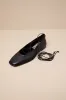 Ryder Black Leather Lace-Up Ballet Flats sold by Lulus