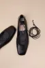 Ryder Black Leather Lace-Up Ballet Flats sold by Lulus
