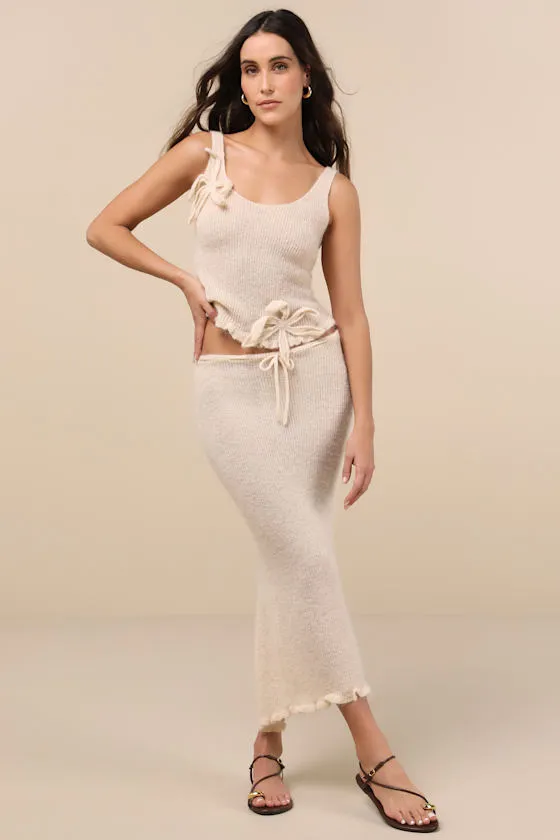 Mimi Cream 3D Floral Semi-Sheer Knit Tank Top sold by Lulus product image thumbnail 3