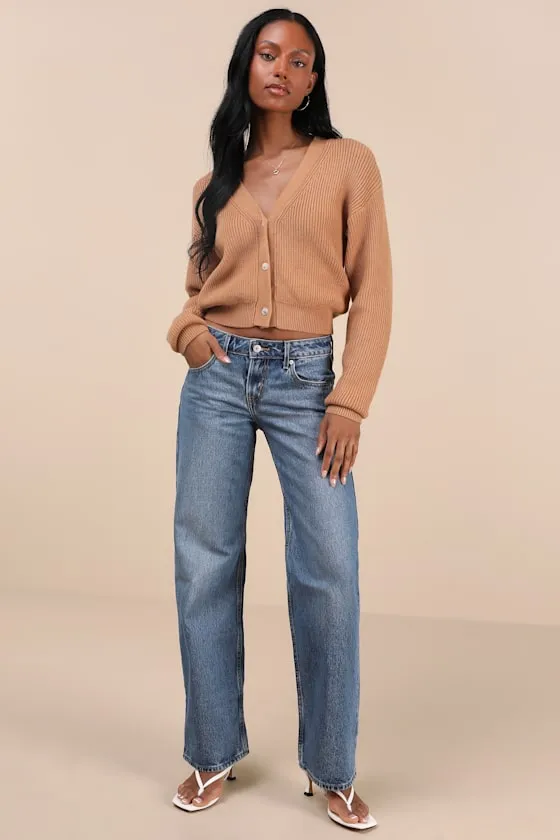 Low Loose Medium Wash Low-Rise Wide-Leg Jeans sold by Lulus