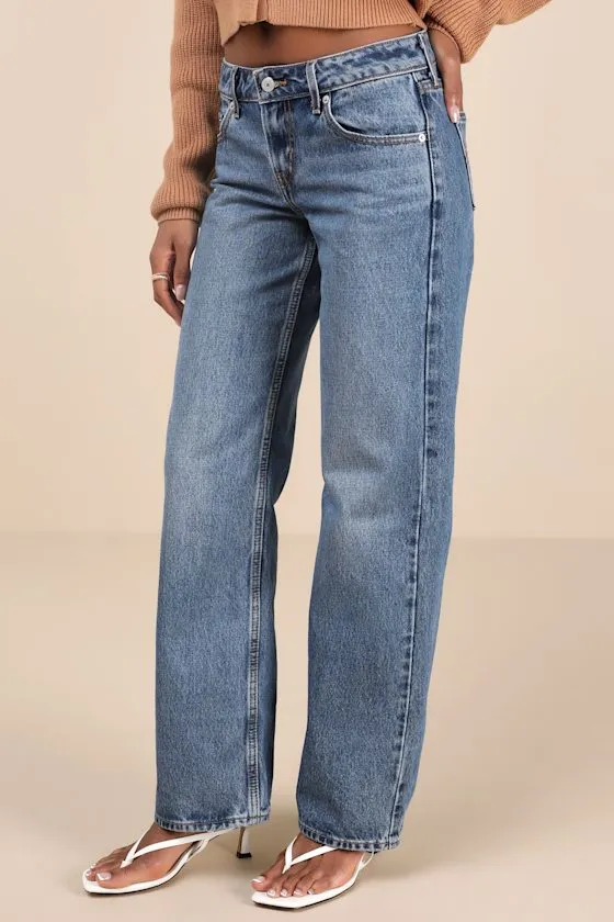 Low Loose Medium Wash Low-Rise Wide-Leg Jeans sold by Lulus product image thumbnail 2