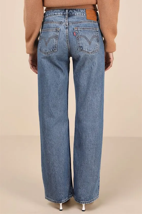 Low Loose Medium Wash Low-Rise Wide-Leg Jeans sold by Lulus product image thumbnail 3