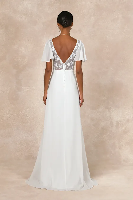 Beautiful Perfection White Flutter Sleeve Embroidered Maxi Dress sold by Lulus product image thumbnail 2