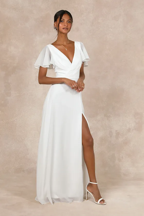 Beautiful Perfection White Flutter Sleeve Embroidered Maxi Dress sold by Lulus product image thumbnail 4