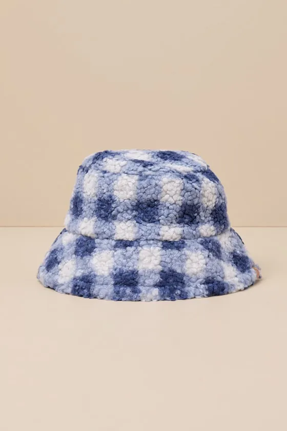 Cuddly Favorite Blue Plaid Shearling Bucket Hat sold by Lulus product image thumbnail 3