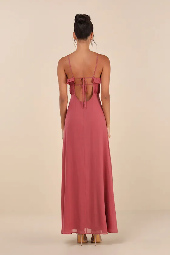 Exemplary Beauty Rusty Rose Sleeveless Tie-Back Maxi Dress sold by Lulus product image thumbnail 2