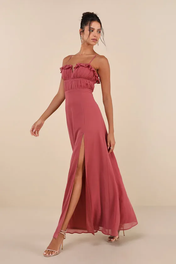 Exemplary Beauty Rusty Rose Sleeveless Tie-Back Maxi Dress sold by Lulus product image thumbnail 3