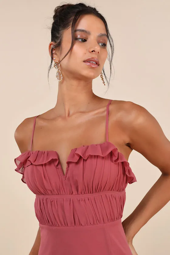 Exemplary Beauty Rusty Rose Sleeveless Tie-Back Maxi Dress sold by Lulus product image thumbnail 4