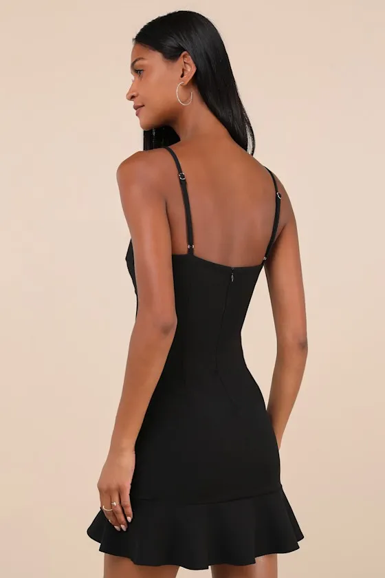 Compelling Composure Black Sleeveless Ruffled Bodycon Mini Dress sold by Lulus product image thumbnail 3