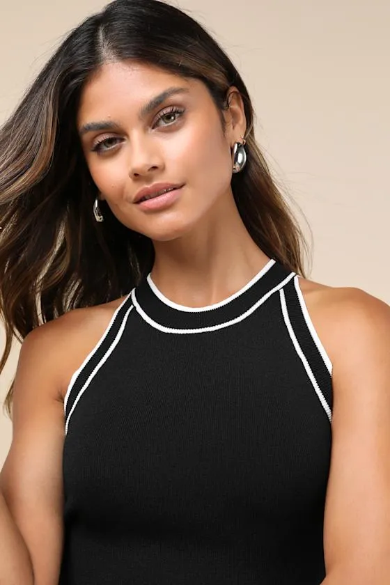 Chic Weekend Black and White Crew Neck Sweater Knit Tank Top sold by Lulus product image thumbnail 4