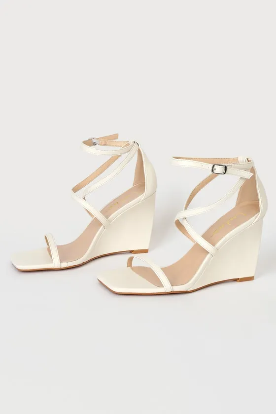 Luxxa White Strappy Wedge Sandals sold by Lulus product image thumbnail 2