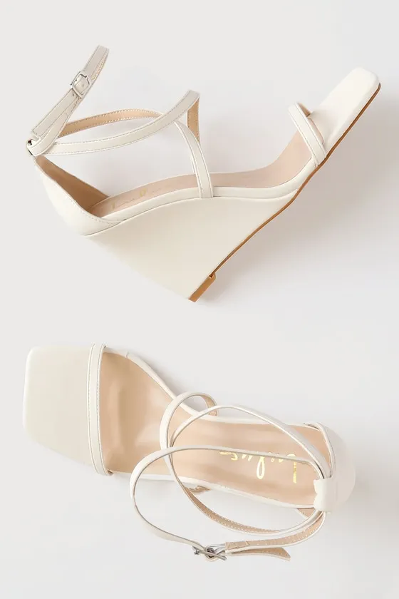 Luxxa White Strappy Wedge Sandals sold by Lulus product image thumbnail 3