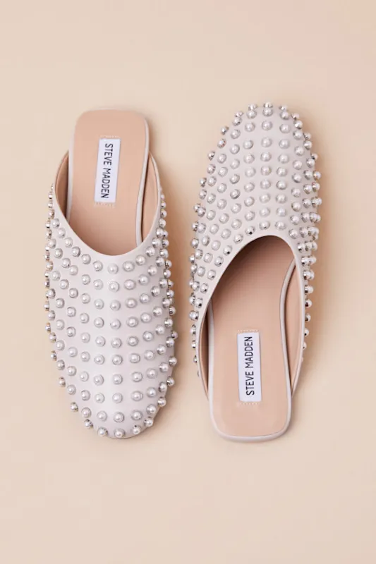 Glimmer Ivory Studded Pearl Slides sold by Lulus