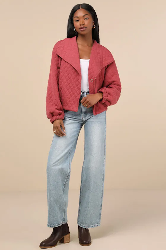 Layered Charisma Rusty Rose Collared Quilted Jacket sold by Lulus product image thumbnail 2