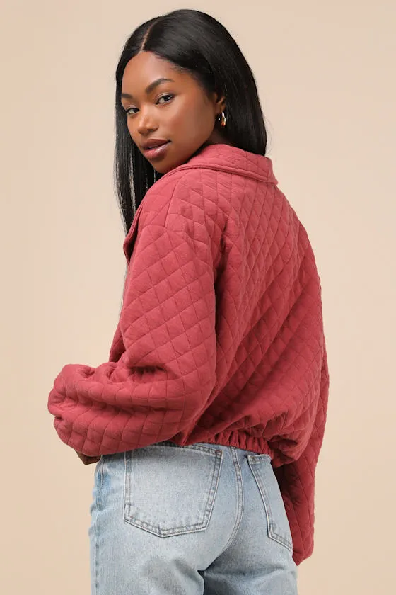 Layered Charisma Rusty Rose Collared Quilted Jacket sold by Lulus product image thumbnail 3