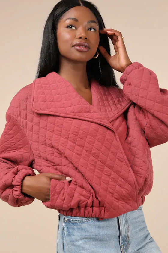 Layered Charisma Rusty Rose Collared Quilted Jacket sold by Lulus product image thumbnail 4