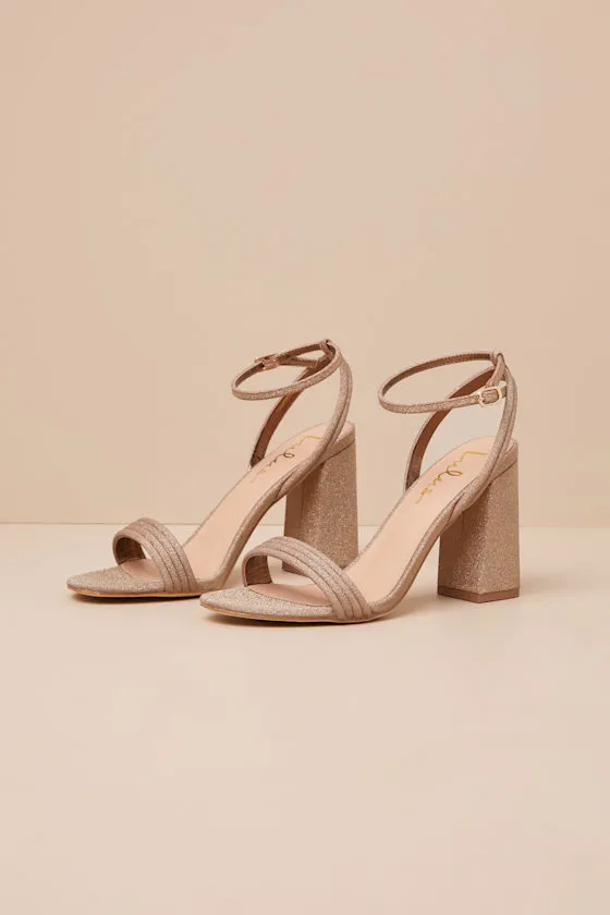 Mabrie Bronze Glitter Ankle Strap High Heel Sandals sold by Lulus product image thumbnail 3