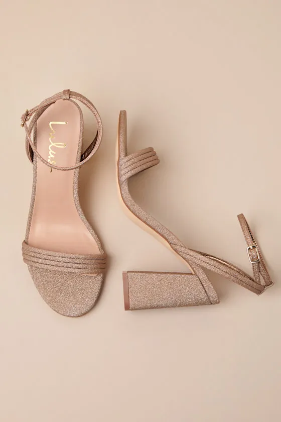 Mabrie Bronze Glitter Ankle Strap High Heel Sandals sold by Lulus product image thumbnail 4