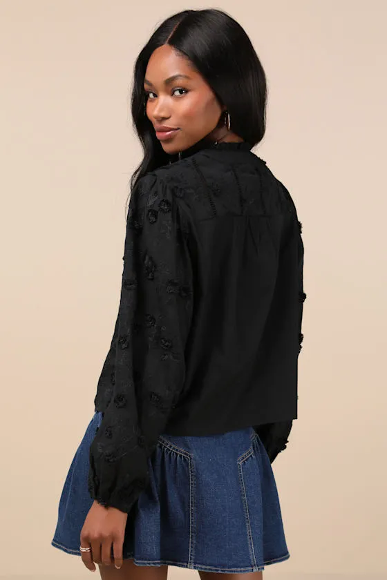 Admired Effect Black Embroidered Button-Up Top sold by Lulus product image thumbnail 2