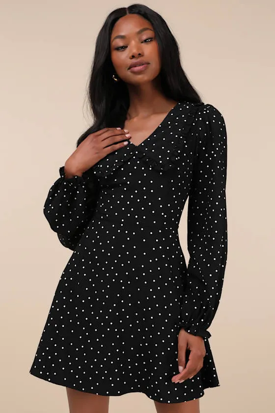Sweetie Aura Black and White Polka Dot Mini Dress sold by Lulus product image thumbnail 2