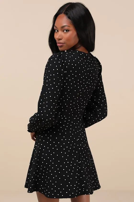 Sweetie Aura Black and White Polka Dot Mini Dress sold by Lulus product image thumbnail 3