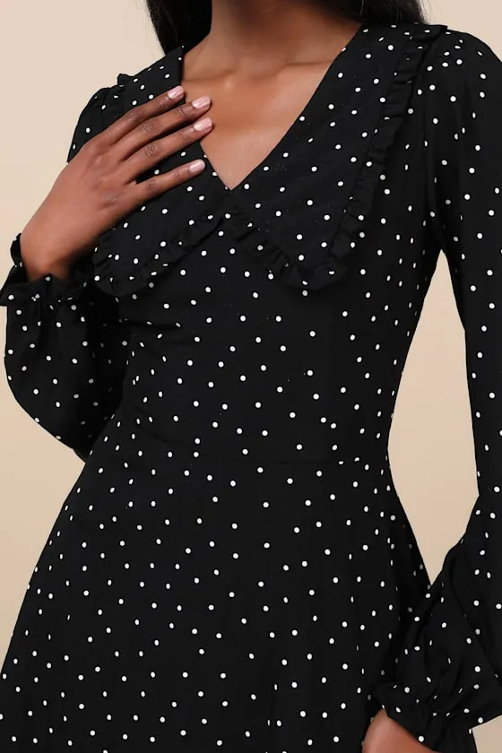 Sweetie Aura Black and White Polka Dot Mini Dress sold by Lulus product image thumbnail 4