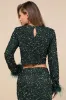 Sparkling Behavior Emerald Green Sequin Feather Long Sleeve Top sold by Lulus