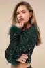 Sparkling Behavior Emerald Green Sequin Feather Long Sleeve Top sold by Lulus
