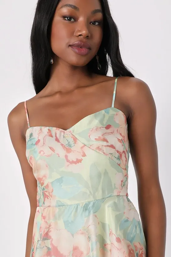 Darling Aesthetic Green Floral Print Tiered Midi Dress sold by Lulus product image thumbnail 2