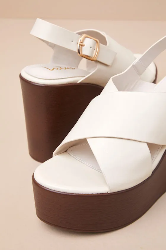 Steena Bone Platform Wedge Sandals sold by Lulus product image thumbnail 3