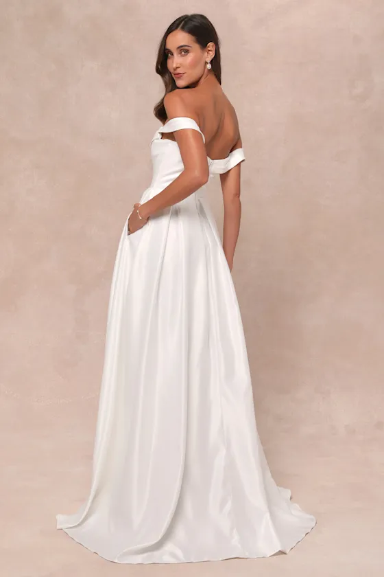 Extraordinary Vow White Off-the-Shoulder Maxi Dress with Pockets sold by Lulus product image thumbnail 2