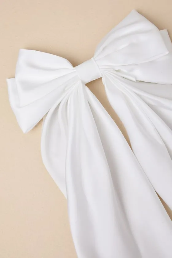 Adorable Inclusion White Satin Bow Hair Clip sold by Lulus product image thumbnail 3
