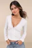 Perfectly Cherished White Knit Lace Long Sleeve Button-Front Top sold by Lulus