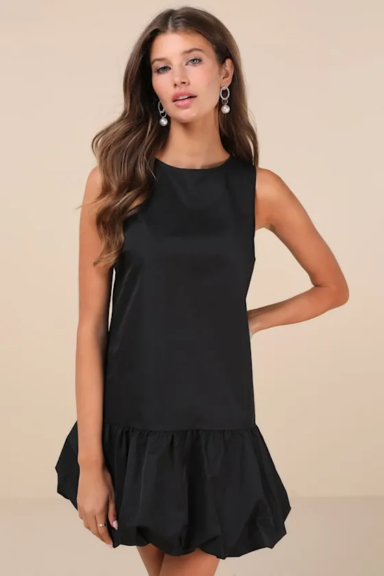 Tamilo Black Sleeveless Bubble-Hem Mini Dress sold by Lulus