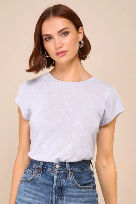 Effortless Revival Light Grey Cap Sleeve Tee sold by Lulus