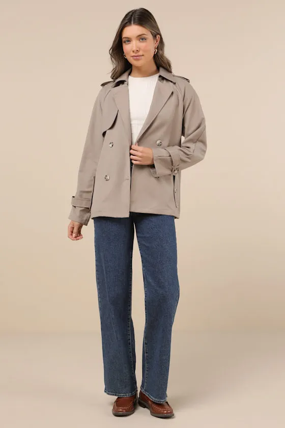 Trencherous Khaki Short Cropped Trench Coat sold by Lulus product image thumbnail 2