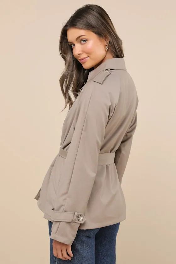 Trencherous Khaki Short Cropped Trench Coat sold by Lulus product image thumbnail 3