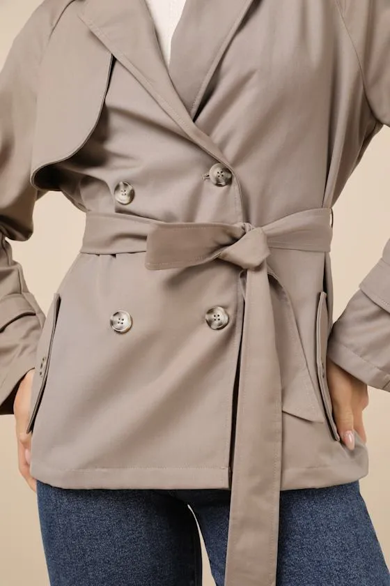Trencherous Khaki Short Cropped Trench Coat sold by Lulus product image thumbnail 4