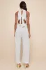 Flawless Mindset Ivory Satin Plisse Tie-Back Jumpsuit sold by Lulus