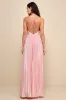 Elaborate Charm Light Pink Satin Pleated Backless Maxi Dress sold by Lulus
