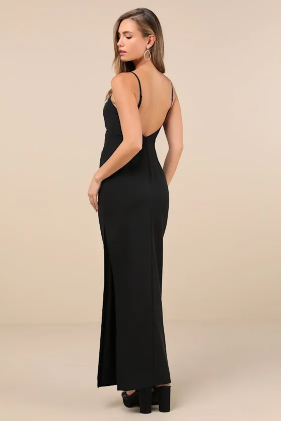 Completely Regal Black Rhinestone Sleeveless Column Maxi Dress sold by Lulus product image thumbnail 2