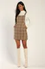 Plaid to Be Yours Beige and Brown Plaid Pinafore Mini Dress sold by Lulus