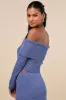 Charismatic Sense Heather Blue Off-the-Shoulder Sweater Top sold by Lulus