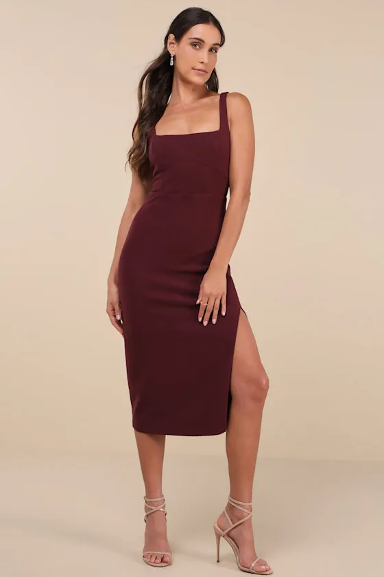 Vibrant Allure Plum Square Neck Sleeveless Bodycon Midi Dress sold by Lulus