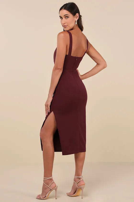 Vibrant Allure Plum Square Neck Sleeveless Bodycon Midi Dress sold by Lulus product image thumbnail 2