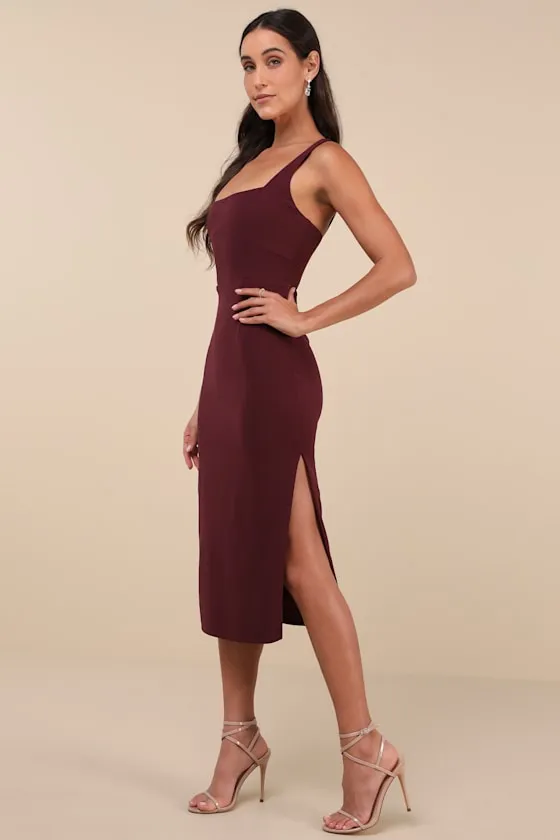 Vibrant Allure Plum Square Neck Sleeveless Bodycon Midi Dress sold by Lulus product image thumbnail 4