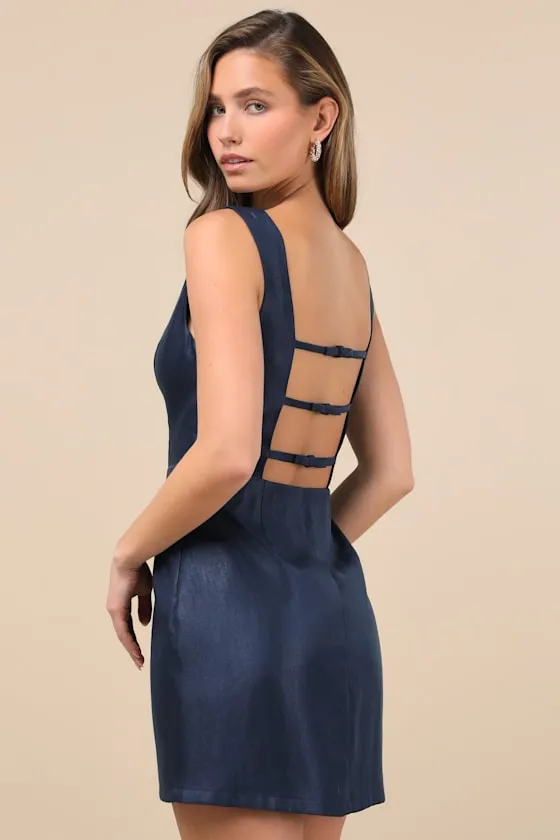 Sophisticated Selection Navy Sleeveless Backless Mini Dress sold by Lulus product image thumbnail 4