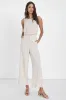Stylish Ease Beige Linen High-Rise Wide-Leg Trouser Pants sold by Lulus