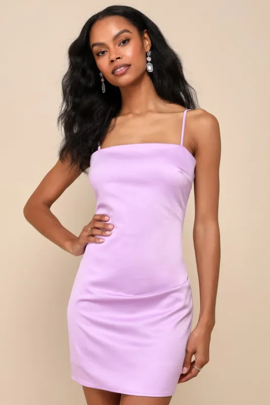 Ideal Perfection Lavender Satin Sleeveless Mini Dress sold by Lulus