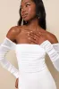 Elegant Eternity White Mesh Ruched Off-the-Shoulder Mini Dress sold by Lulus